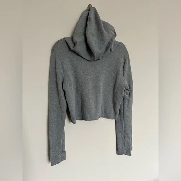 PINK Victoria’s Secret Cropped Hoodie Gray Neon Logo Size S - Picture 7 of 9